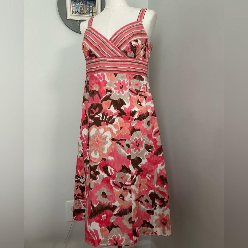R&K Originals Dress Cross Over V-Neck Empire Waist Fit/Flare Smocked Back Size 6 - Picture 1 of 15
